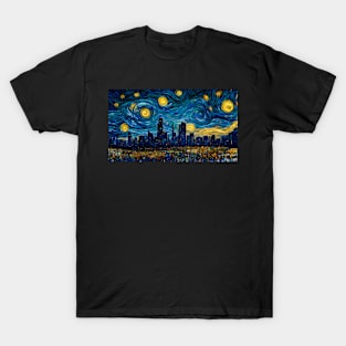 Chicago skyline like starry night T-Shirt